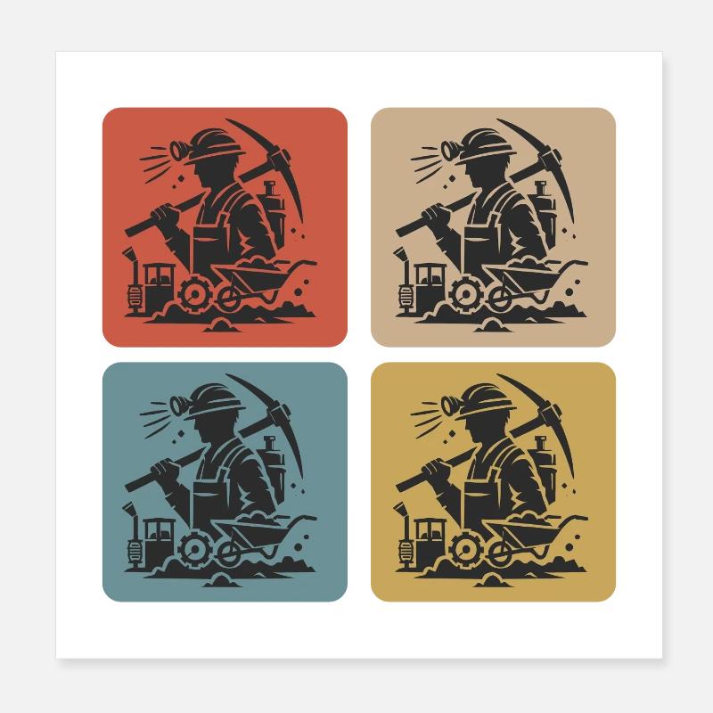 Klassisches Bergbau Design Poster 20x20 cm