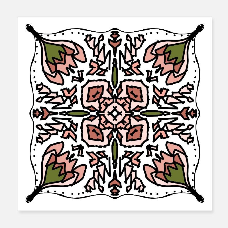 Folkloric Mandala Poster 8" x 8" (20x20 cm)