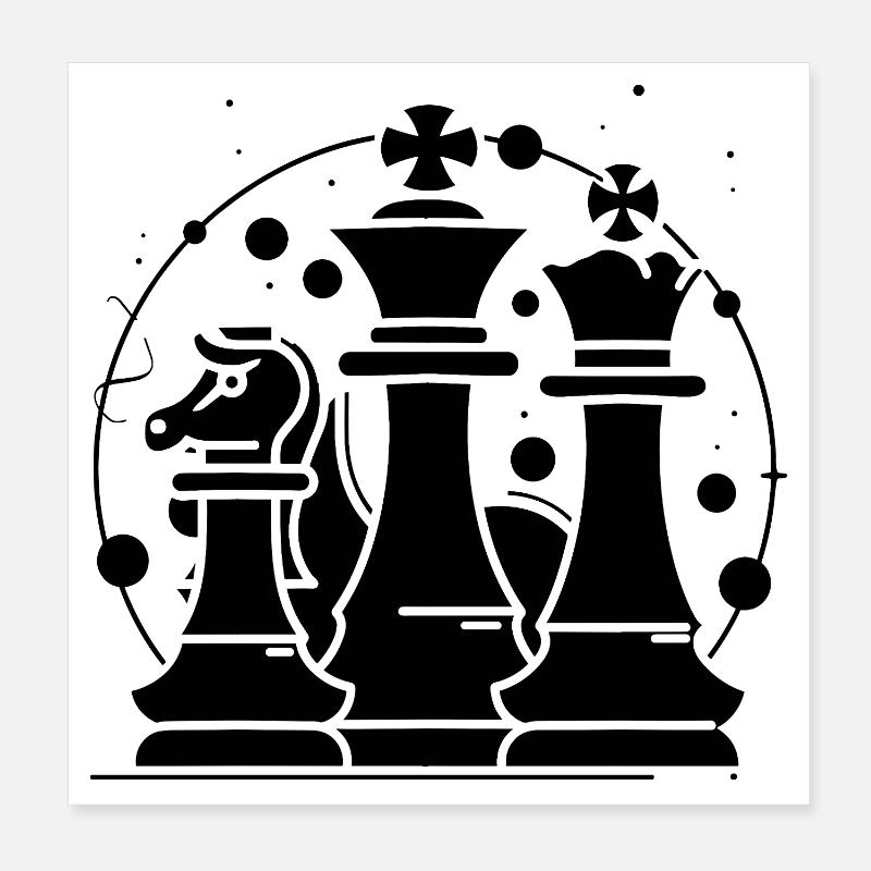 Schachfiguren Comic Look Poster 20x20 cm