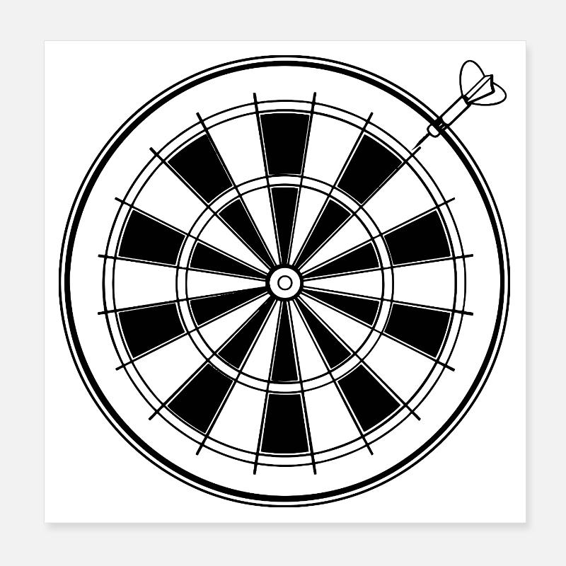 Dart Zeichnung - Poster 20x20 cm - Weiß