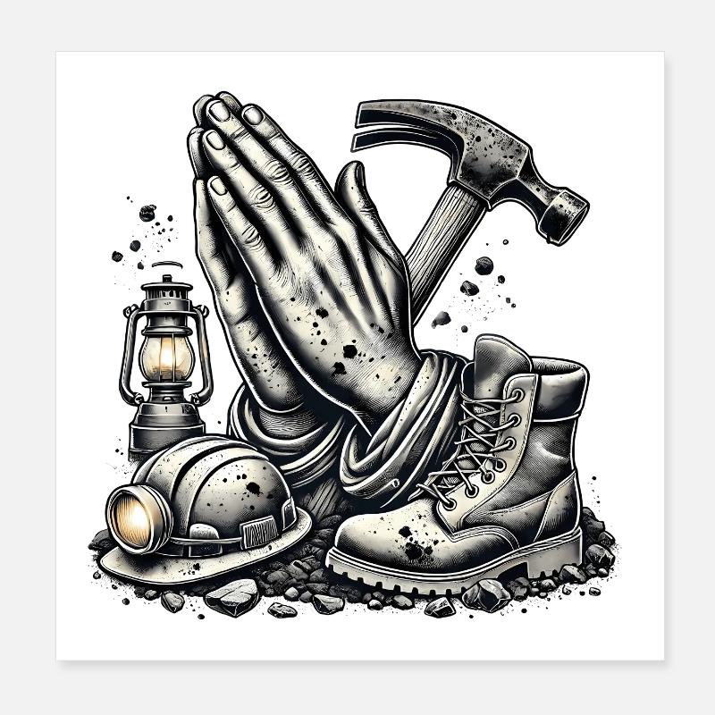 Mining – Tradition & Toughness Poster 8" x 8" (20x20 cm)