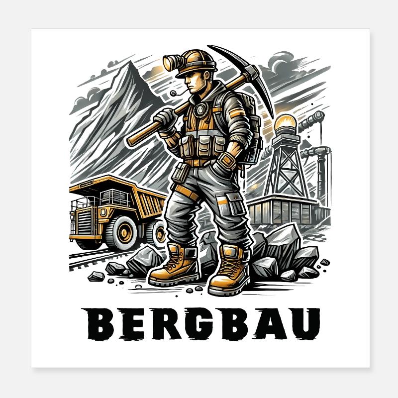 Harte Arbeit im Bergbau Poster 20x20 cm
