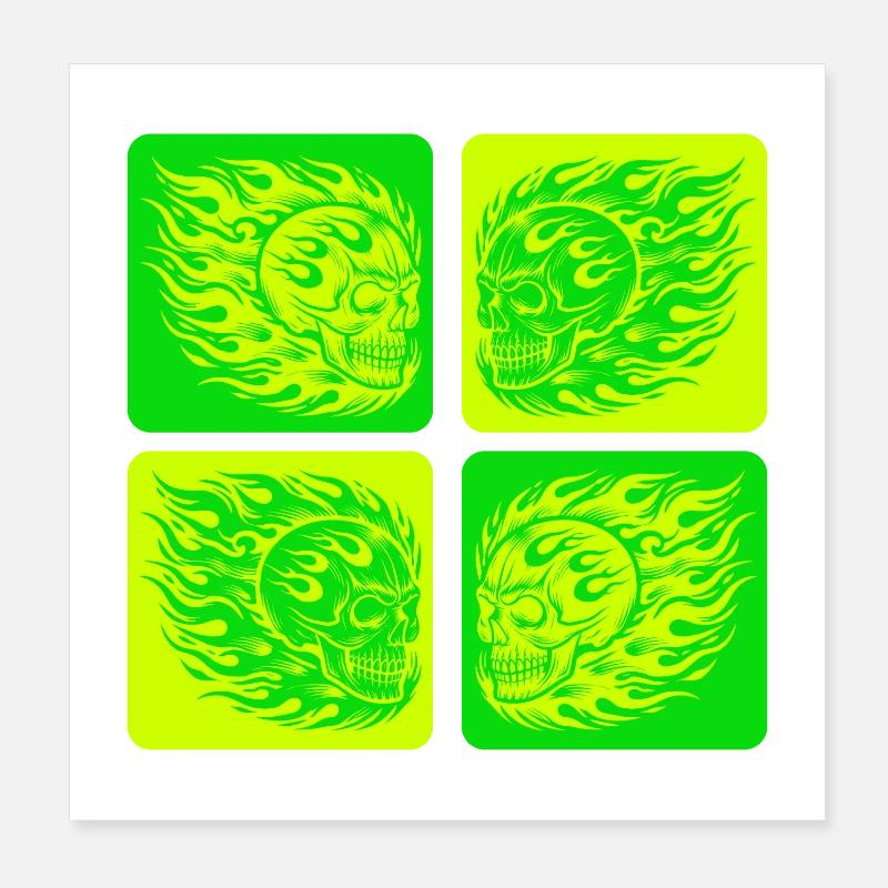 Flaming Skull – Biker & Rocker Style Poster 8" x 8" (20x20 cm)