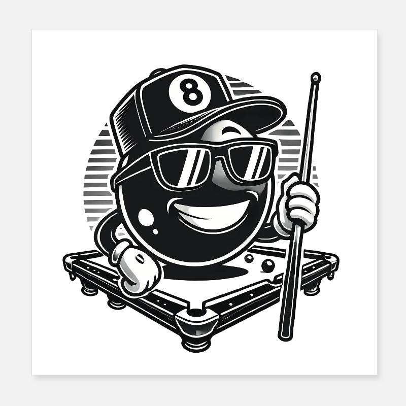 Billard 8 boules Cool Poster 20 x 20 cm