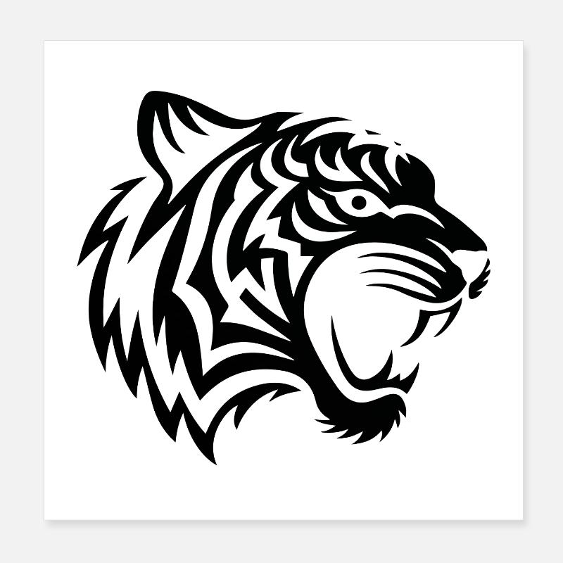 Schwarzes tribal Tiger Poster 20x20 cm