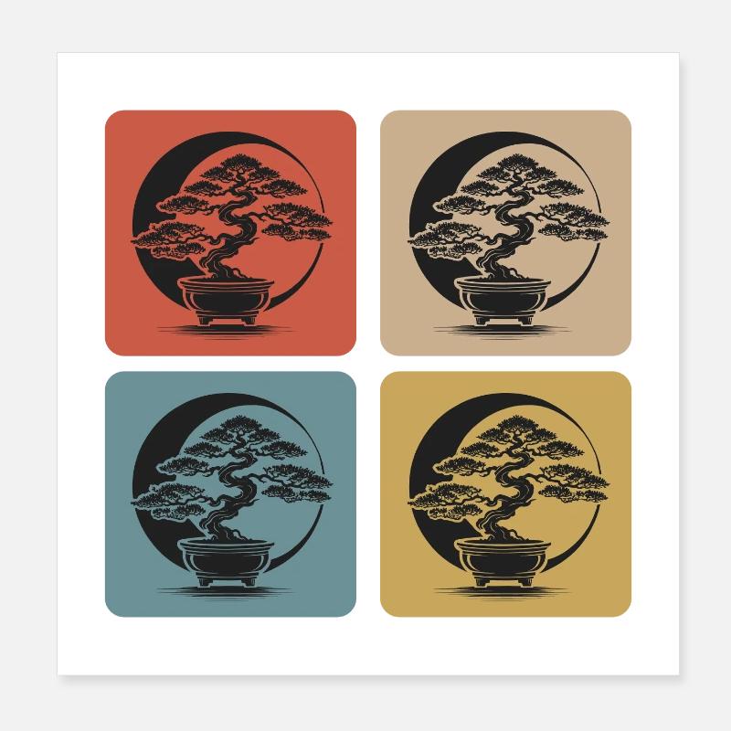 Bonsai Sunset Poster 8" x 8" (20x20 cm)