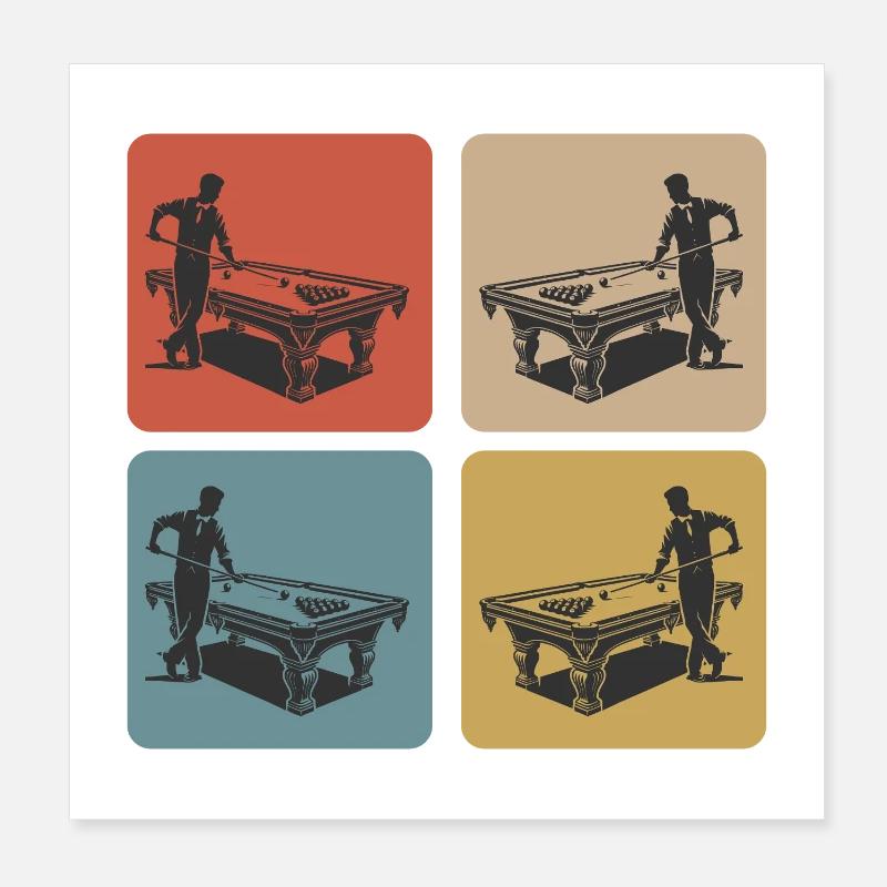 Joueur de billard vintage Poster 20 x 20 cm
