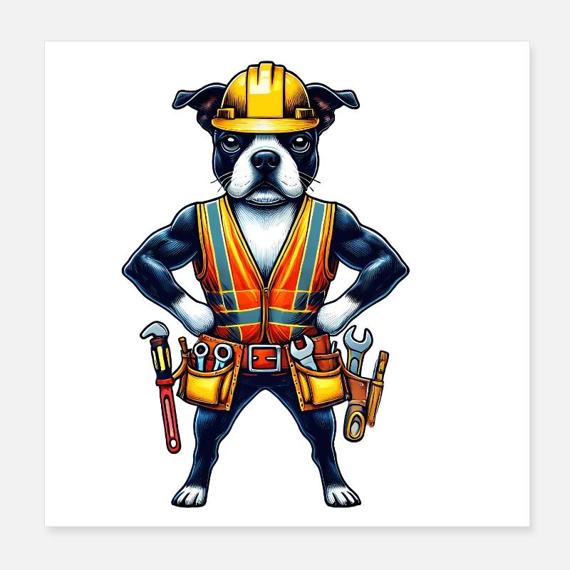 Bostie Construction Worker Poster 8" x 8" (20x20 cm)