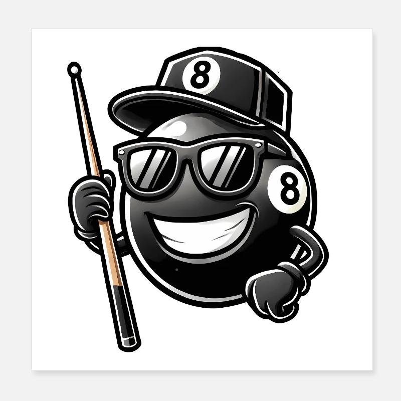 Cool billiard 8-ball design Poster 8" x 8" (20x20 cm)