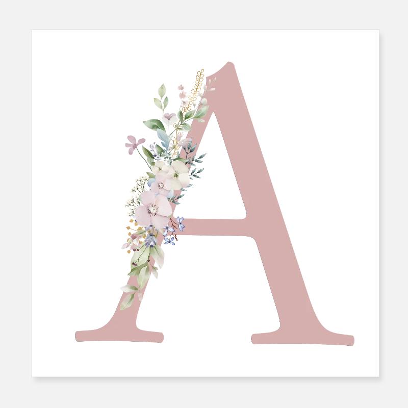 A Monogram, Floral, Personalizable Poster 8" x 8" (20x20 cm)