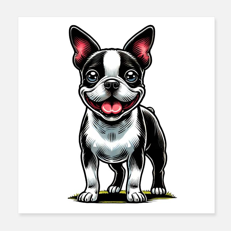 Chien Bostie mignon Poster 20 x 20 cm