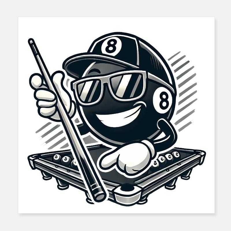 Stylischer 8-Ball Billard Poster 20x20 cm