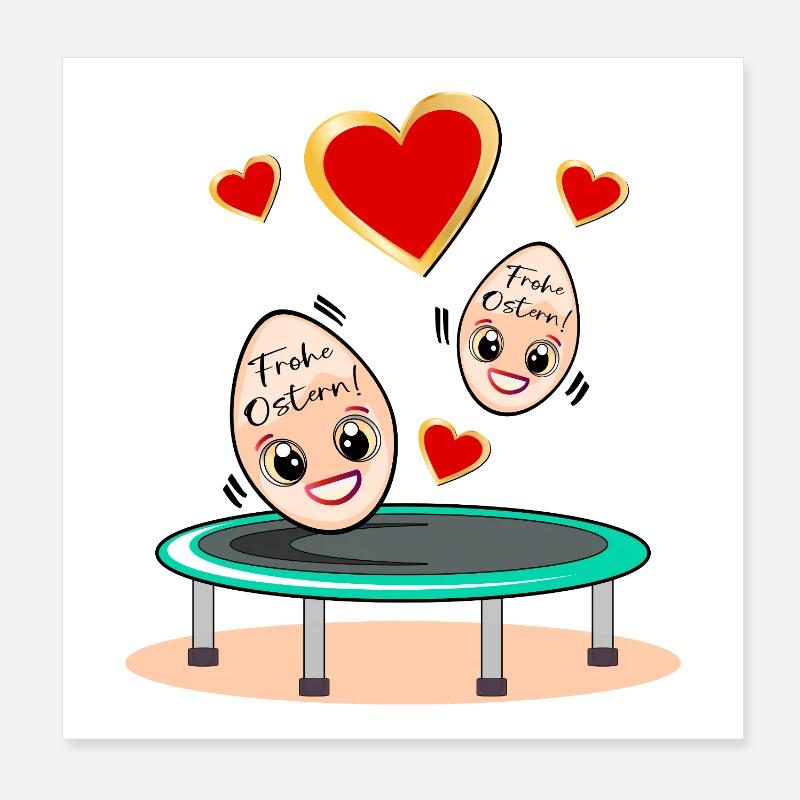 OSTERGESCHENKE OSTEREIER TRAMPOLIN Poster 20x20 cm