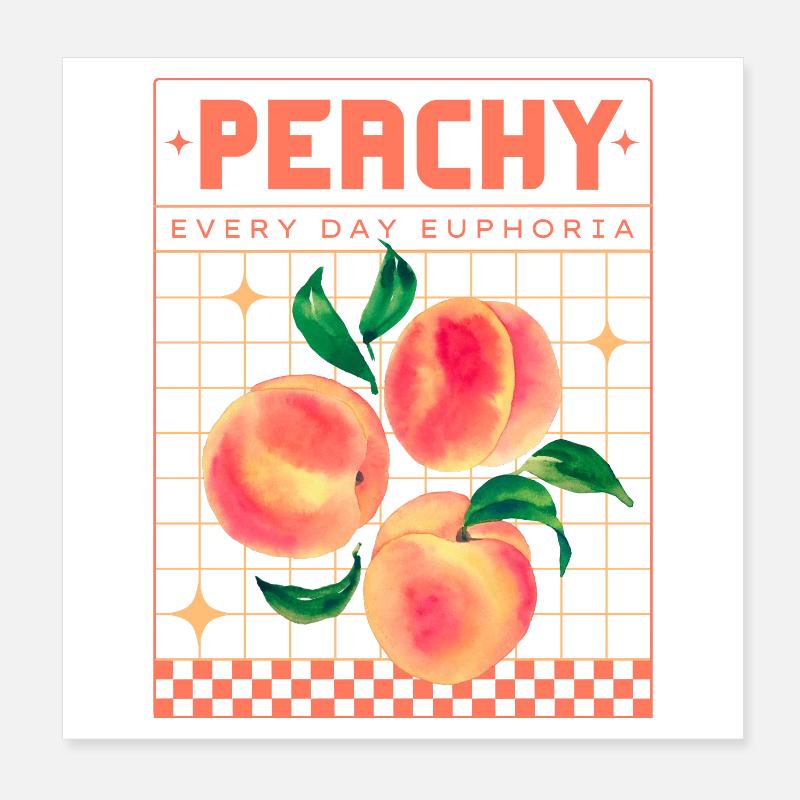 Peachy Euphoria – Retro Obst-Ästhetik - Poster 20x20 cm - Weiß