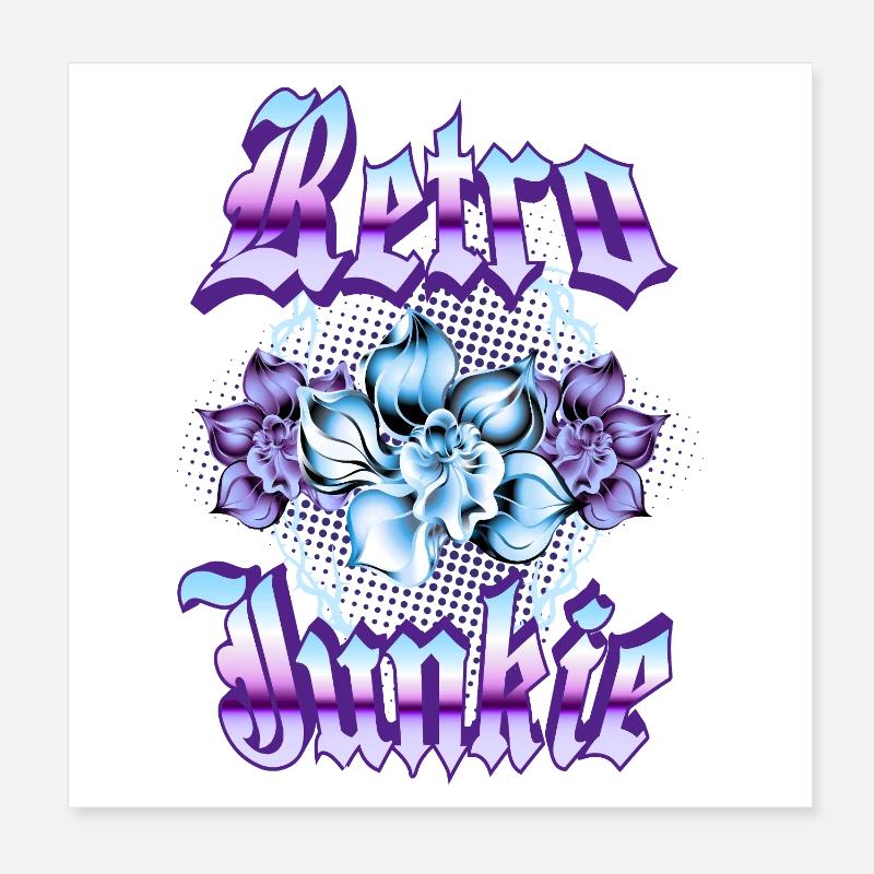 Retro Junkie – 90s Gothic Floral Style Poster 8" x 8" (20x20 cm)