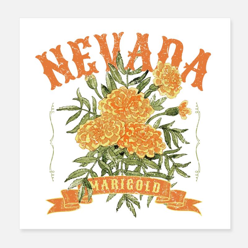 Souci du Nevada – Fleurs sauvages vintage Poster 20 x 20 cm