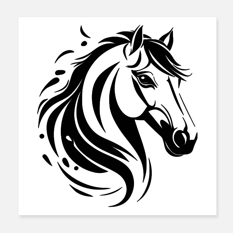 Motif cheval élégant en noir Poster 20 x 20 cm