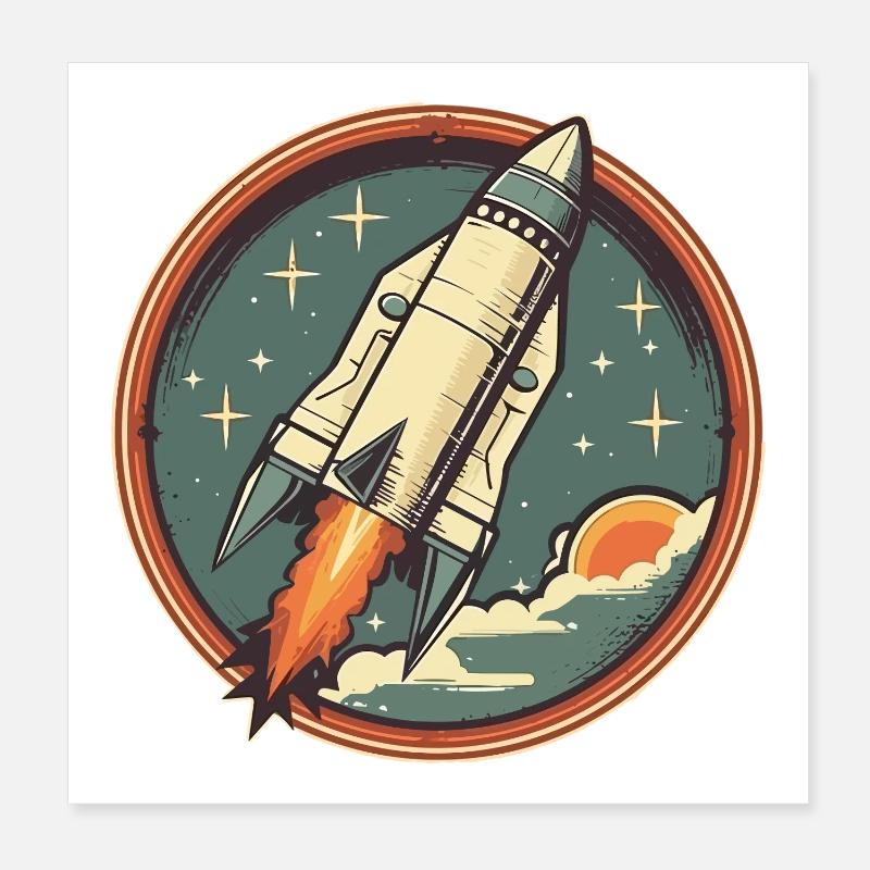 Fusée Rétro - Fusée Spatiale Poster 20 x 20 cm