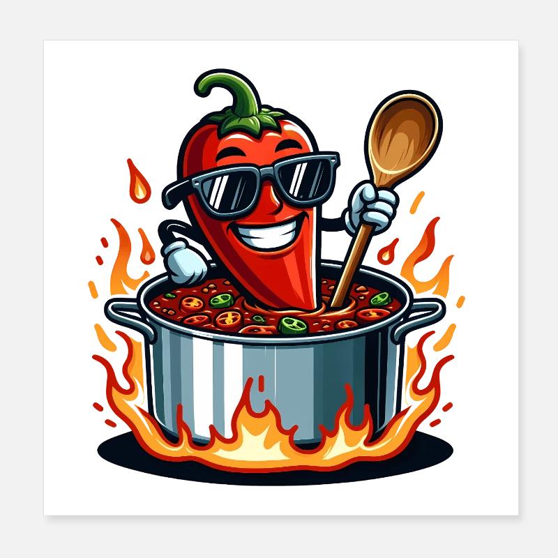 Kochen mit Feuer Poster 20x20 cm