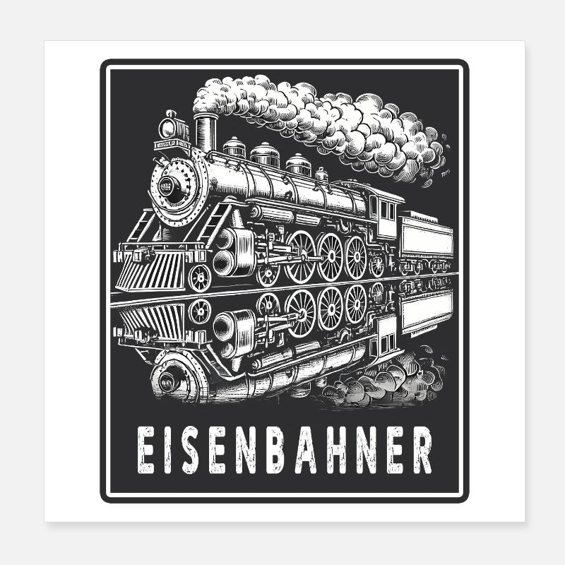 Dampflok Eisenbahner Retro Poster 20x20 cm