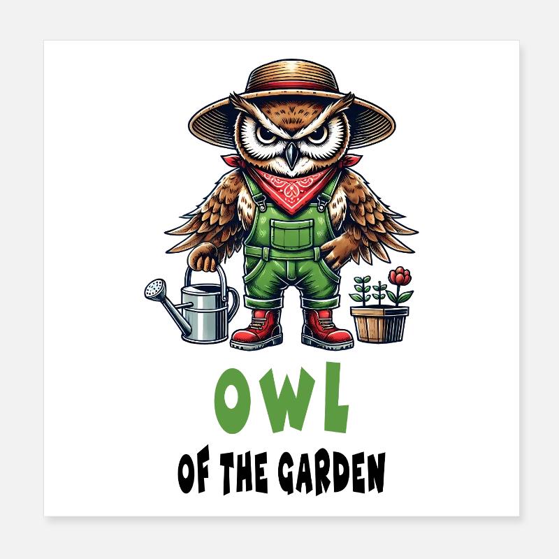 Hibou du jardin conception Poster 20 x 20 cm