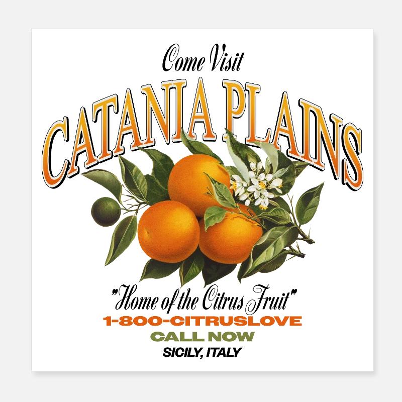 Plaines de Catane Design d’agrumes Poster 20 x 20 cm