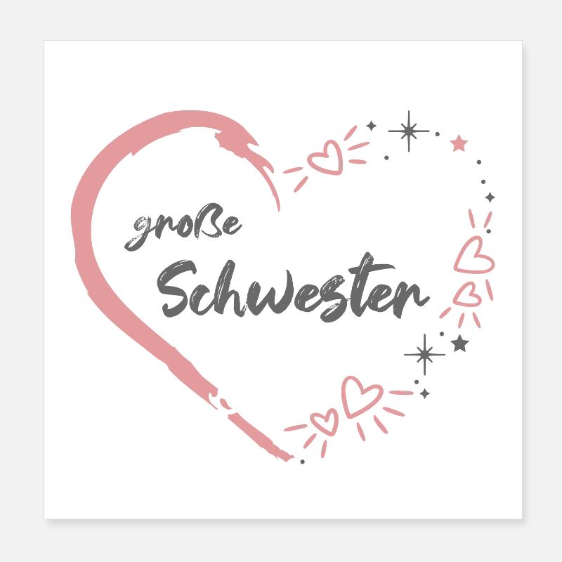 große Schwester rosa grau Herz Poster 20x20 cm