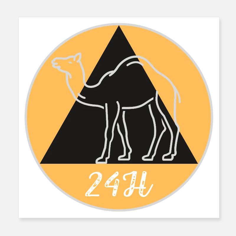 Geometisches Kamel auf schwarzem Hintergrund Poster 20x20 cm