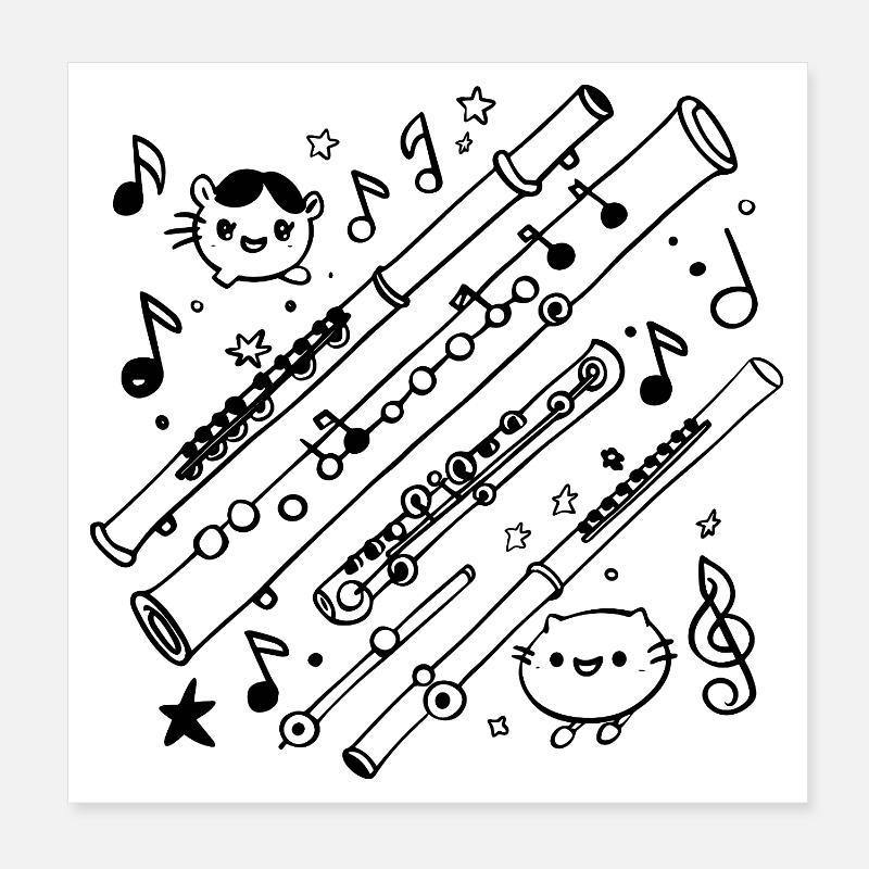 Flûte Bande dessinée Poster 20 x 20 cm