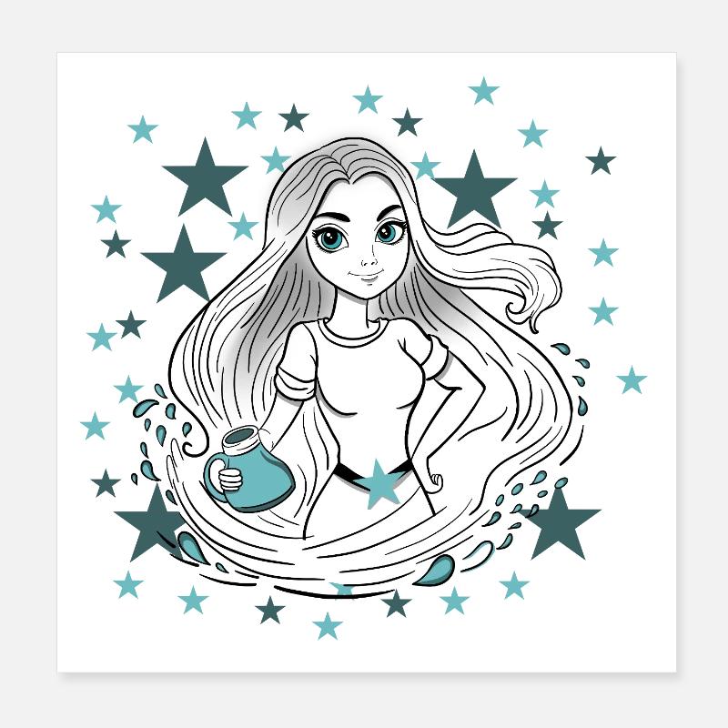 Sternzeichen Wassermann Frau Mädchen Poster 20x20 cm