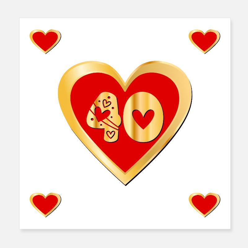 40. Geburtstag Herz Poster 20x20 cm