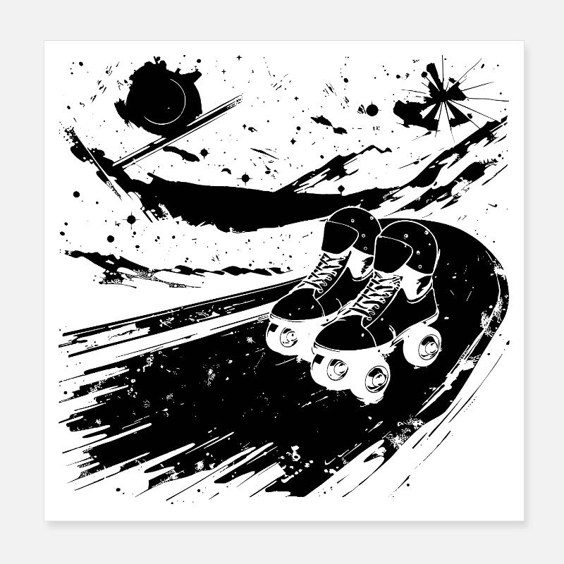 Roller Skating Drawing Poster 8" x 8" (20x20 cm)