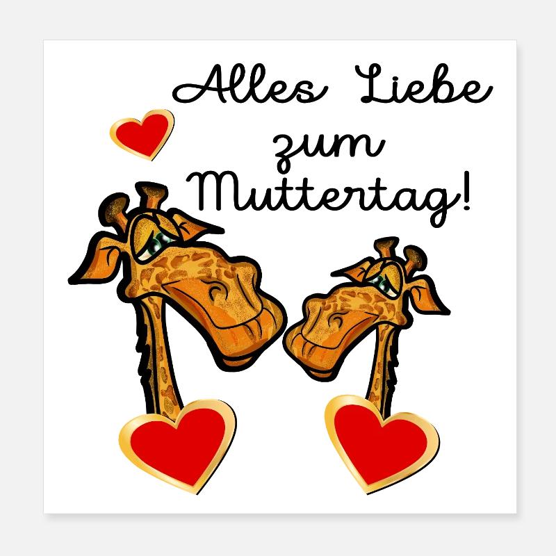 GESCHENKE ZUM MUTTERTAG MAMA KIND GIRAFFE Poster 20x20 cm