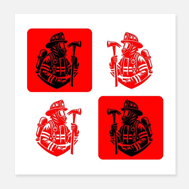 Fire brigade – courage in action Poster 8" x 8" (20x20 cm)