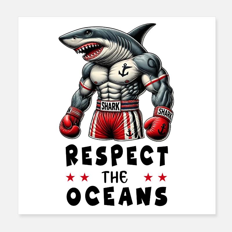 Respect du design Ocean Shark Poster 20 x 20 cm