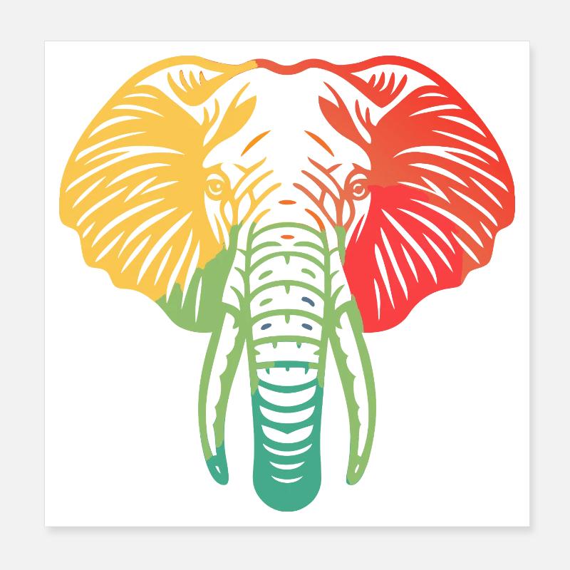 Tête d’éléphant coloré Poster 20 x 20 cm