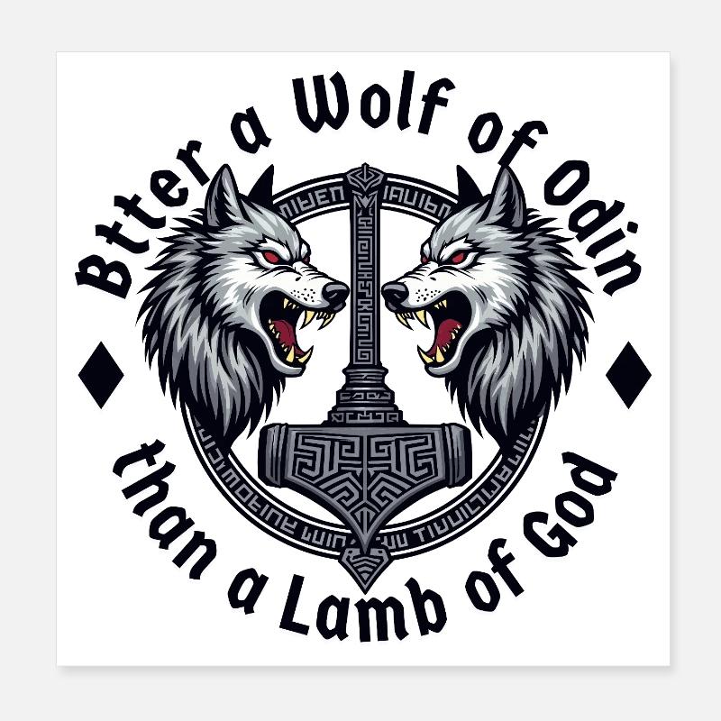 Lieber ein Wolf Odins als ein Lamm Gottes - Poster 20x20 cm - Weiß