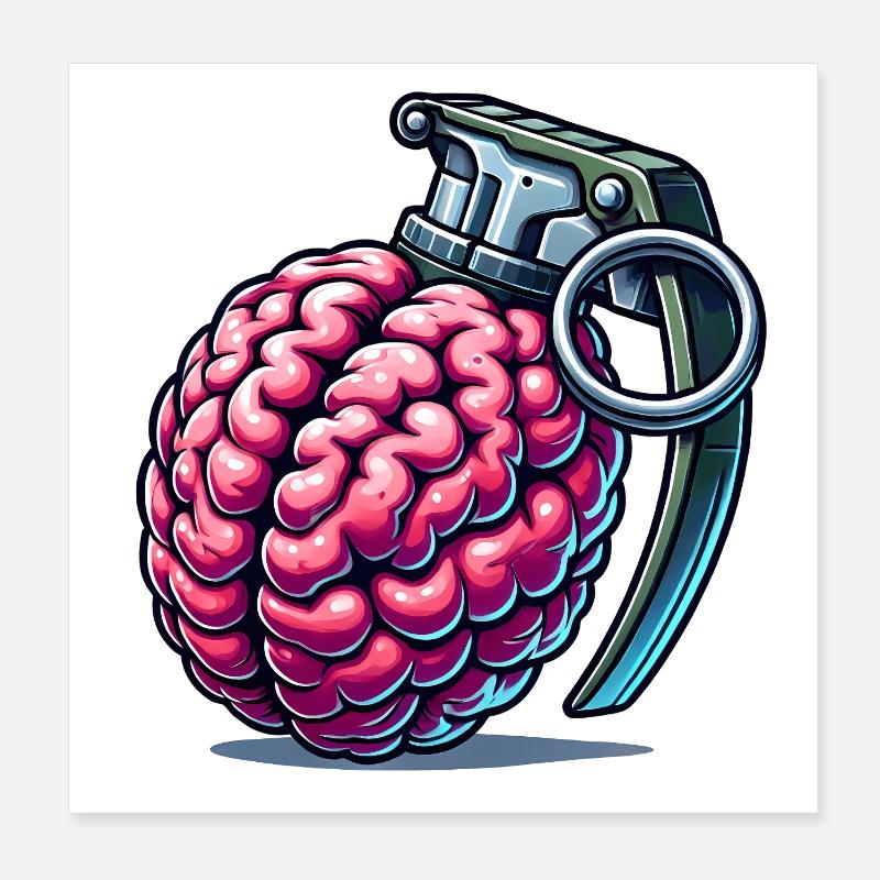Brain Grenade – Explosive Thoughts Poster 8" x 8" (20x20 cm)
