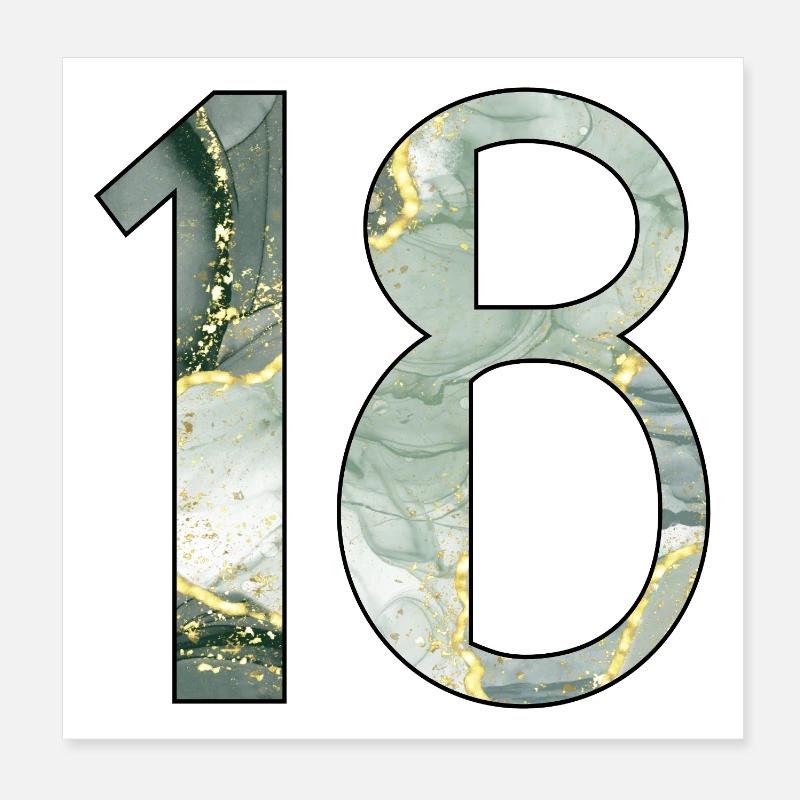 18e anniversaire Dix-huit ans Poster 20 x 20 cm