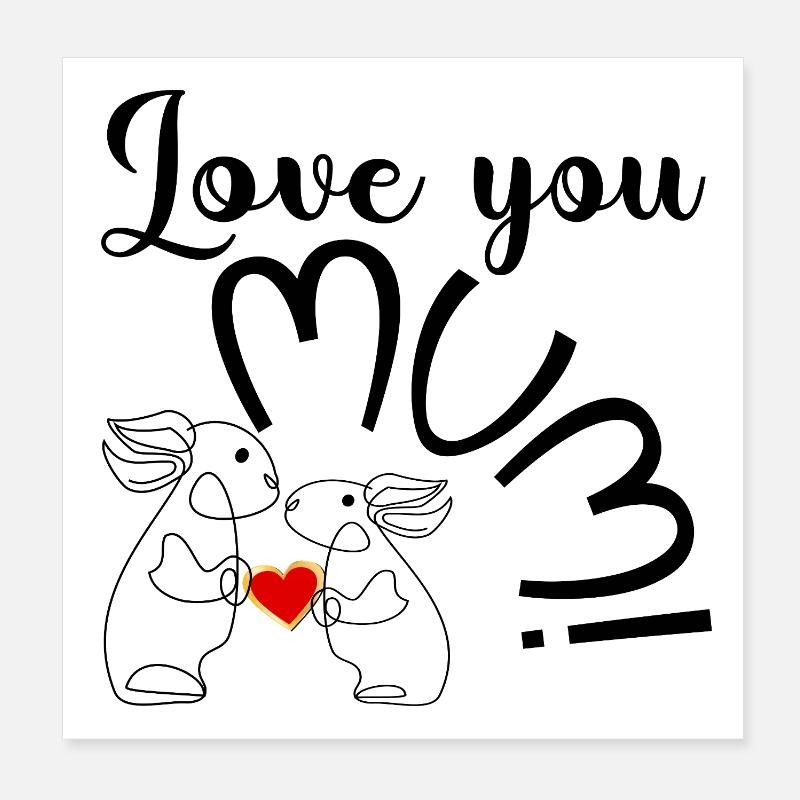 MUTTERTAG - STRICHZEICHNUNG KIND - MAMA Poster 20x20 cm