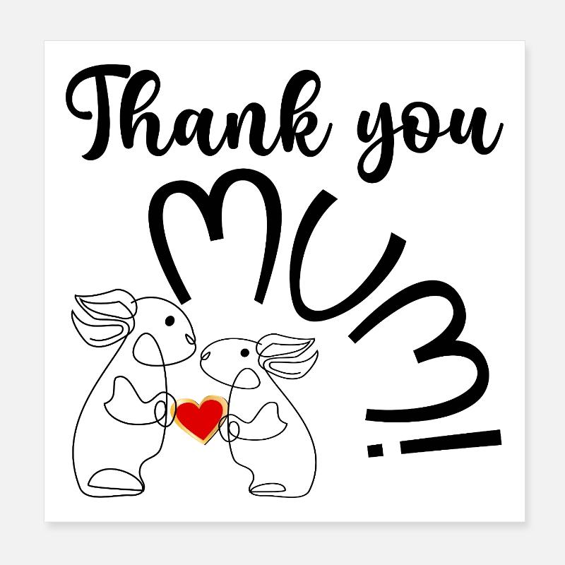 HERZ LIEBE DANKE MAMA KIND Poster 20x20 cm