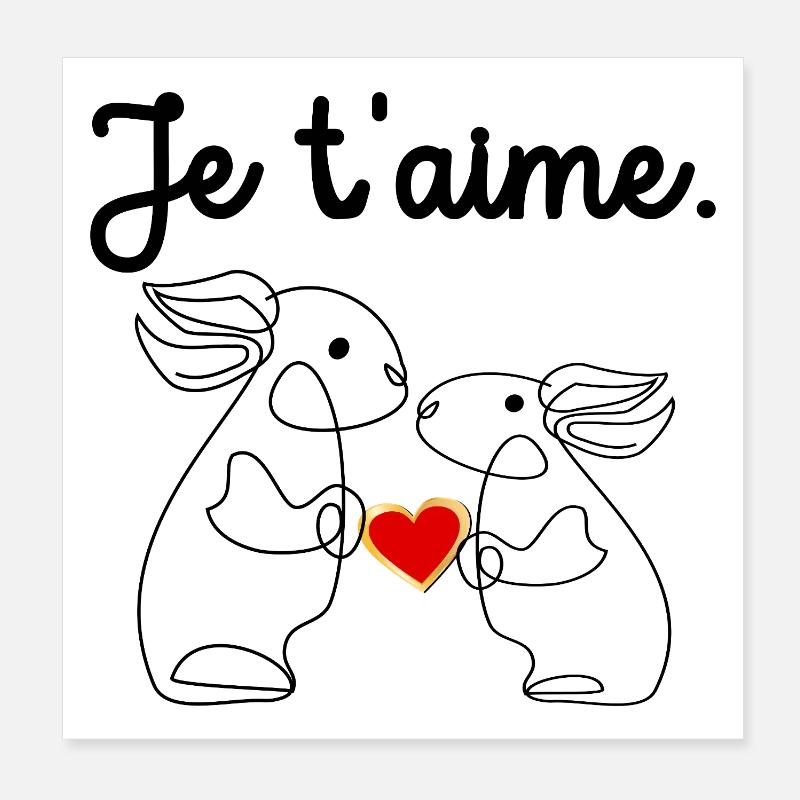Je t'aime - Lapins de Pâques Poster 20 x 20 cm