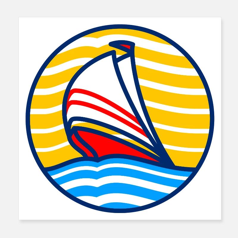 Minimal Sunset Sailboat II Poster 8" x 8" (20x20 cm)