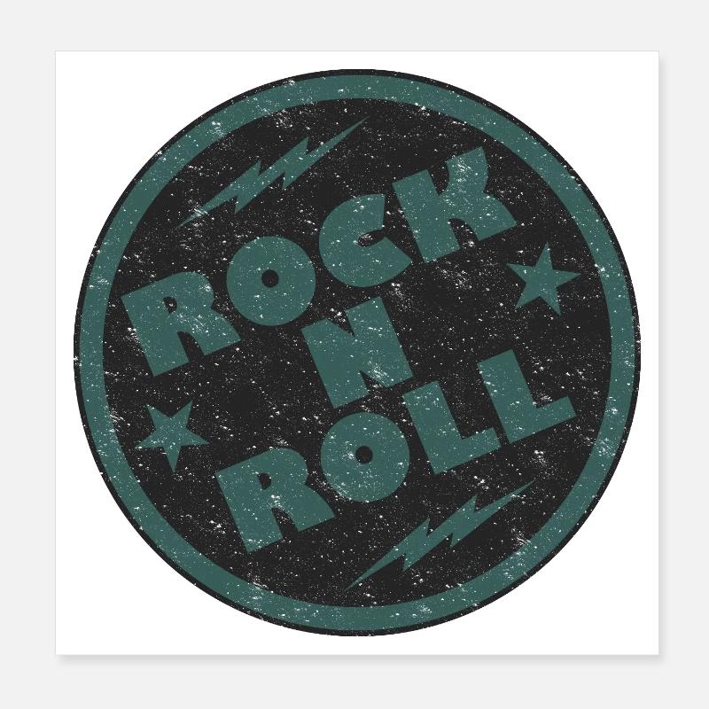 Retro Rock and Roll Abzeichen Design Poster 20x20 cm