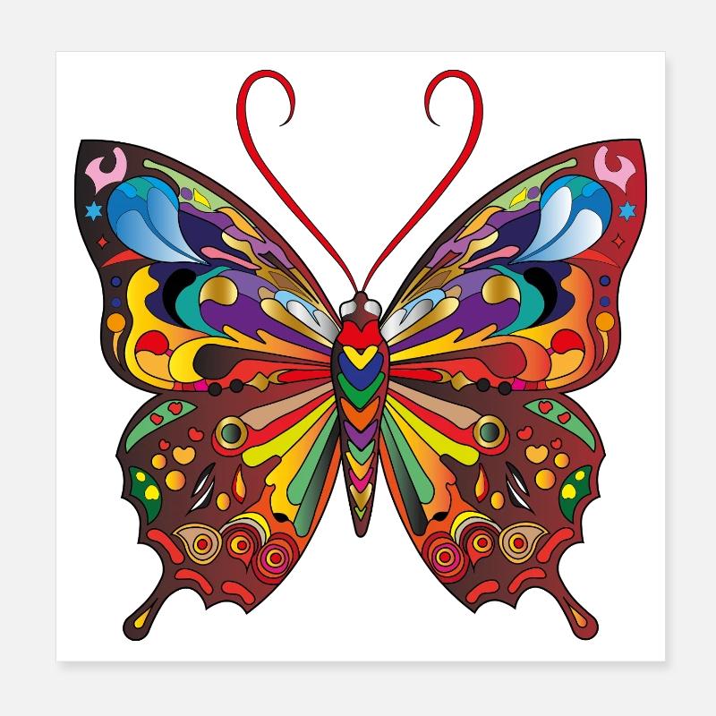 Der bunte Schmetterling Poster 20x20 cm