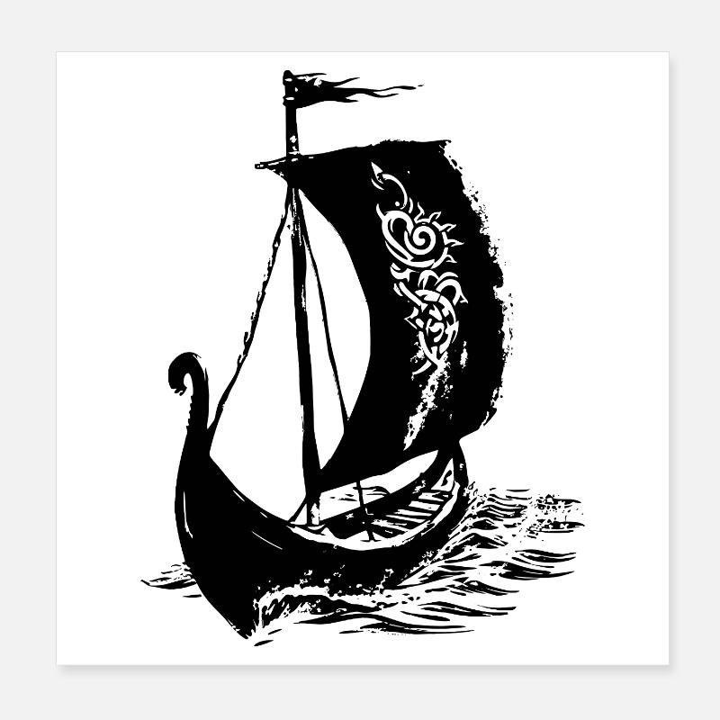 Wikinger-Langschiff Poster 20x20 cm