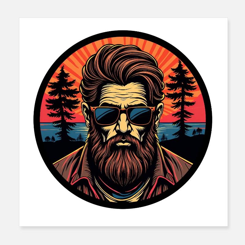 Bart-Mann - Poster 20x20 cm - Weiß