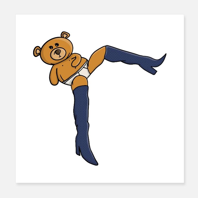 Teddy bear wearing knee-high boots Poster 8" x 8" (20x20 cm)