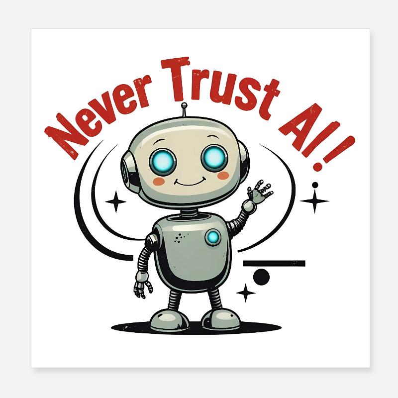 Never Trust AI - Poster 20x20 cm - Weiß