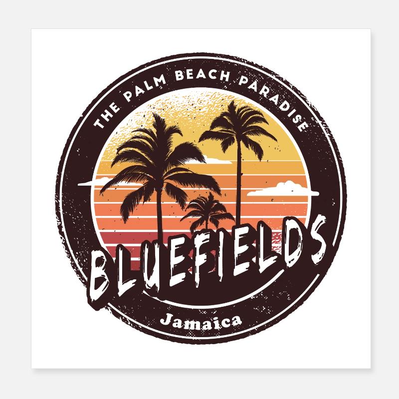 Bluefields Jamaïque – Palm Beach Paradise Poster 20 x 20 cm